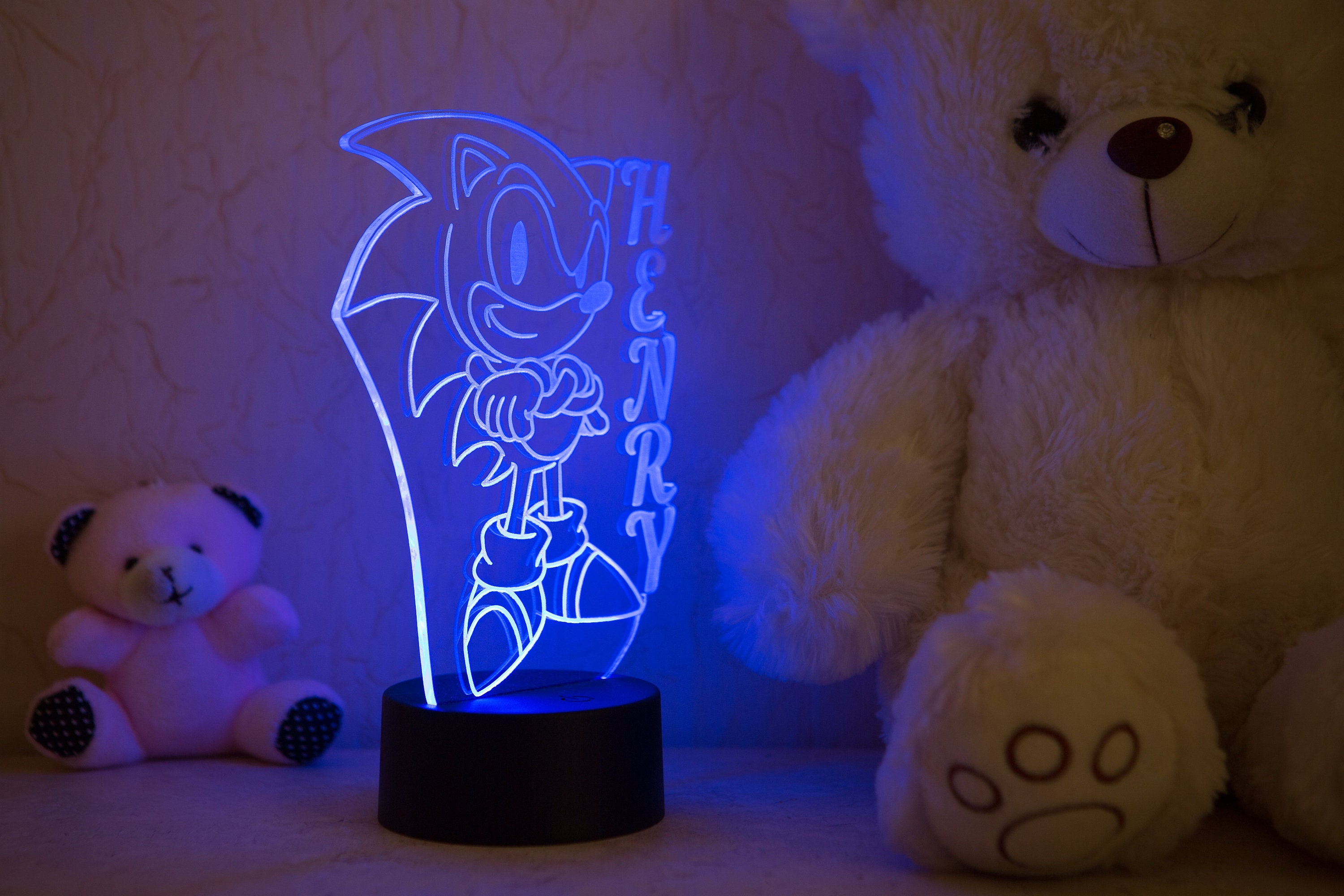SONIC personalizzato The Hedgehog 3D Night Light / Regalo per bambini /  Regalo personalizzato / Lampada da scrivania / Regalo Sonic -  Italia