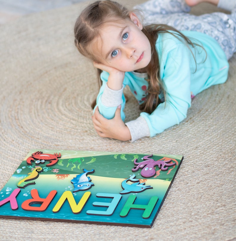 Custom Name Baby Birthday Gift Personalized Wooden Puzzle Word Etsy