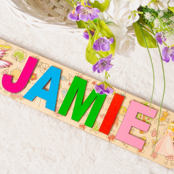 Birthday Gift For Kid Unusual Wooden Name Puzzle Holiday Present Cute Custom Gift Toy From Colorful Wood On Baby Cake Smash Personalized