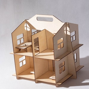 Casa de muñecas plegable Casa de muñecas rústica con pérgola Kit Casa de muñecas plegable a escala Regalo de Navidad