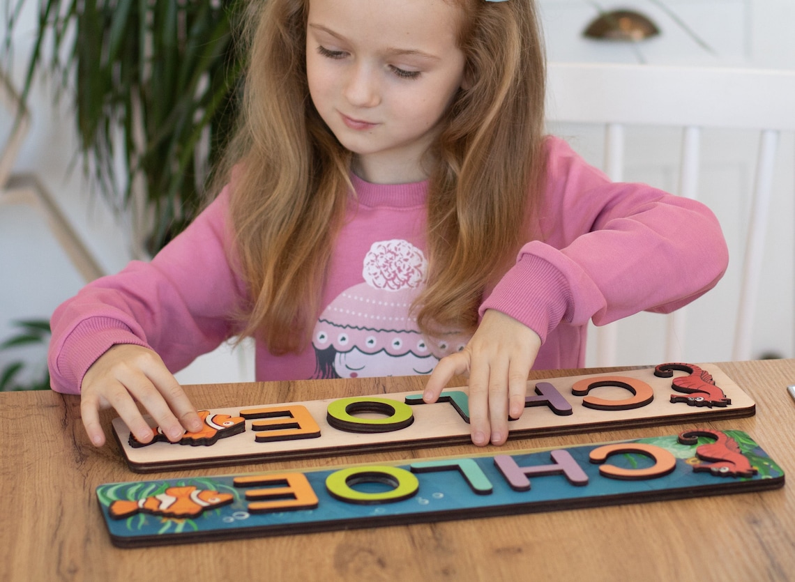 Personalized Name Puzzle With Pegs Montessori Toys Baby Etsy