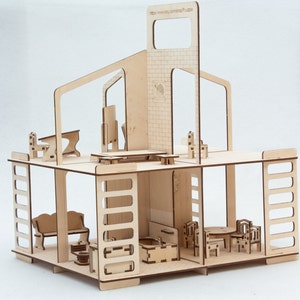 Collapsible doll house Country Dollhouse with Pergola Kit Scale Collapsible Dollhouse Сhristmas present image 6