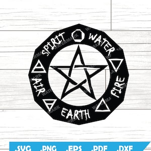 Pentagramm mit fünf Elementen SVG DXF | Pentalpha, Alchemie, Stern-Fünfeck |  Papierschnitt Vorlage, Cricut, Printable, Silhouette Projekte