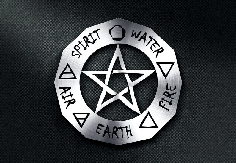Pentalpha Pentagram With Five Elements SVG DXF | Pentalpha, Alchemy, Star ...