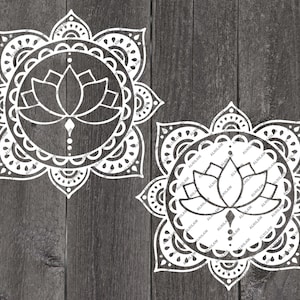 Lotus Mandala SVG DXF |  Méditation, Zen, Paix, Zentangle Mandala |  Modèle de découpe papier, Cricut, Pochoir, Imprimable, Projets Silhouette