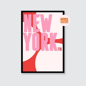 New York Print | 718 | Location | Typography | Custom | Living Room Print | Wall Art | Poster | A1 | A2 | A3 | A4 | A5 | Valentine&#39;s Day