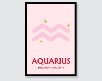 Aquarius Star Sign Art Print | Horoscope | Astrology | Birthday | Office | Wall Art | Zodiac | Present | Valentine's Day