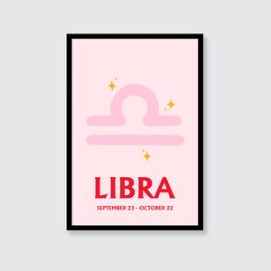 Libra Star Sign Art Print | Horoscope | Astrology | Birthday | Office | Wall Art | Zodiac | Present | Valentine&#39;s Day