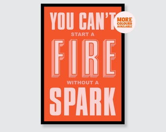 Bruce Springsteen | You Can&#39;t Start A Fire Without A Spark | Dancing In The Dark | Quote | Wall Art | Print | A3 | A4 | A5 | Valentines Day