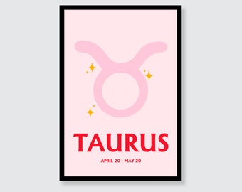 Taurus Star Sign Art Print | Horoscope | Astrology | Birthday | Office | Wall Art | Zodiac | Present