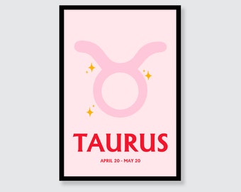 Taurus Star Sign Art Print | Horoscope | Astrology | Birthday | Office | Wall Art | Zodiac | Present | Valentine's Day