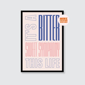 The Verve | Bitter Sweet Symphony | Lyrics | Wall Art | Poster | Print | Digital Print | A2 | A3 | A4 | Gift | Music Print | Valentine&#39;s Day