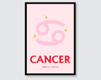 Cancer Star Sign Art Print | Horoscope | Astrology | Birthday | Office | Wall Art | Zodiac | Present | Valentine's Day