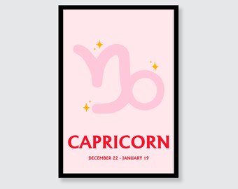 Capricorn Star Sign Art Print | Horoscope | Astrology | Birthday | Office | Wall Art | Zodiac | Present | Valentine's Day