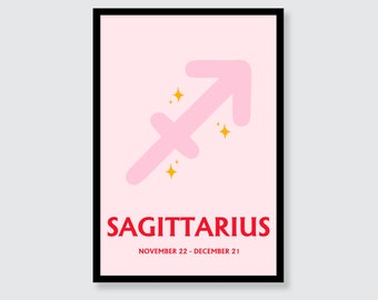 Sagittarius Star Sign Art Print | Horoscope | Astrology | Birthday | Office | Wall Art | Zodiac | Present | Valentine's Day