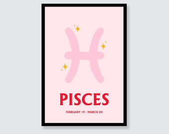 Pisces Star Sign Art Print | Horoscope | Astrology | Birthday | Office | Wall Art | Zodiac | Present