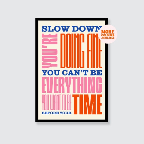 Vienna Billy Joel Poster Lyrics Wall Art Slow Down Print Etsy