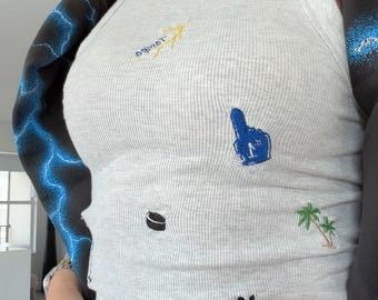 Custom Embroidered Tampa Bay Lightning NHL Hockey Tank Top, Tampa Bay Fan Apparel, Game Day Shirt