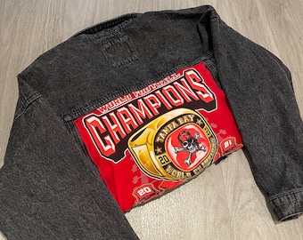 Chaqueta vaquera reciclada de los Tampa Bay Buccaneers
