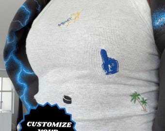 Custom Embroidered Tampa Bay Lightning NHL Hockey Tank Top, Tampa Bay Fan Apparel, Game Day Shirt