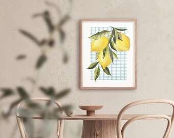 Lemons Poster, Lemon Art, Italy Poster, Lemon Decor, Vintage Poster, Minimalist Poster, Kitchen Art Print, Fruit Poster, Botanical Print
