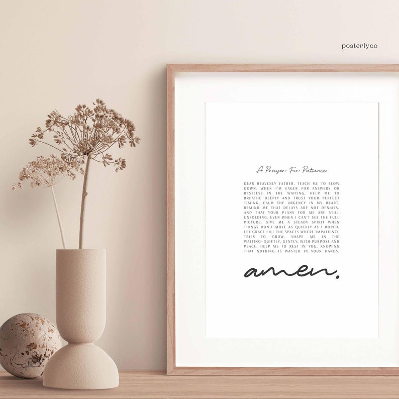 Restless Wait Prayer for Patience, Bible Verse Wall Art, Faith Decor, Christian Gift ...