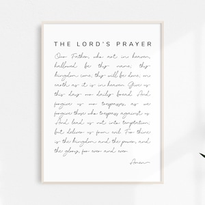 The Lord&#39;s Prayer Printable, Scripture Wall Art, Bible Typography, Our Father, Christian Print, Catholic, Printable Wall Art