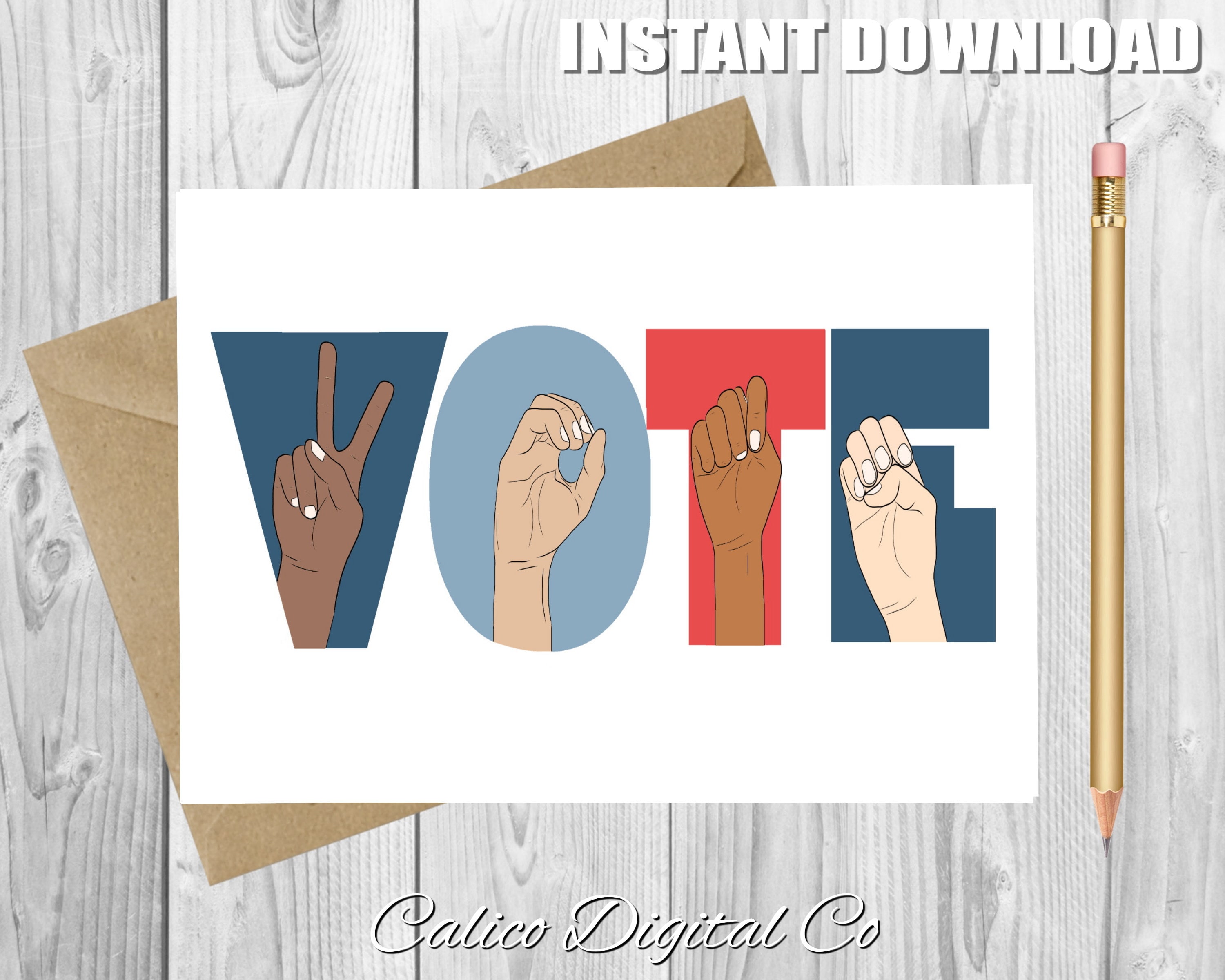 Printable USA Vote Postcards, Voter Greeting Cards 4x6, 5x7,5.5x8.5,instant Download,2021