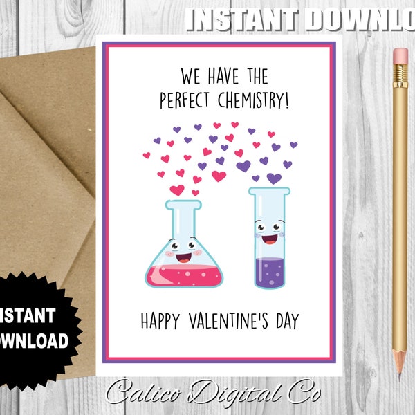 CHEMISTRY Valentines Card, Cute Valentines Day Card,Valentines Day Gifts Under 5 Dollars, Valentines Card For Husband For Wife For Partner