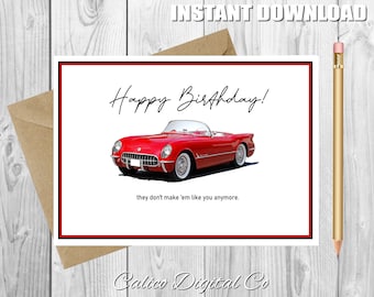 CLASSIC VETTE Birthday Card For Him,They don't make 'em like you anymore,Gift for Him,for Husband,for co-worker,for friend,Birthday Gift