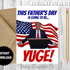 Cartão de dia dos pais TRUMP, cartão engraçado Yuge para ele, cartão para marido, cartão para namorado, cartão para pai de criança, da filha, do filho, presente para o pai