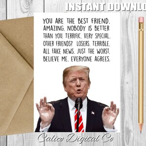 Lustige TRUMP Freund Geburtstagskarte, druckbare Karte, lustige Geburtstagskarte, INSTANT DOWNLOAD, Trump Karte, Bestie, Freundin, Freund, bester Freund