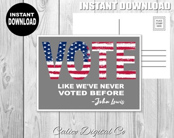 Printable USA Vote Postcards, Voter Greeting Cards 4x6, 5x7,5.5x8.5,Instant Download,2021 Election Voter Card,2021 Election,Voter Elections