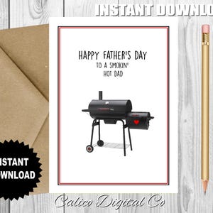 Smokin' Hot Dad Karte, "Happy Father's Day To A Smokin' Hot Dad", süße Vatertagskarte, Karte für Papa, druckbare Karte, SOFORT-Download."