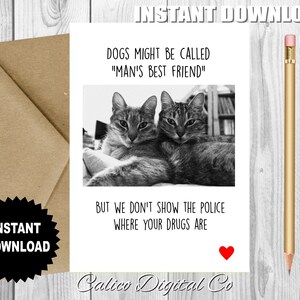 Lustige Katzen Karte, inspirierende Geburtstagskarte, printable Karte, Geburtstagskarte, sofortiger Download, Geburtstagskarte für Schwester, Freund, sie, ihn