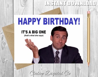 Carte d'anniversaire MICHAEL SCOTT, drôle d'anniversaire, le bureau, Jim Halpert, carte d'anniversaire le bureau, c'est ce qu'elle a dit, c'est une grande carte, imprimable