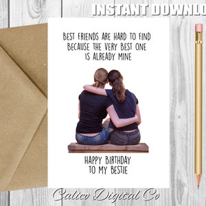 Tarjeta de cumpleaños para MEJOR Amiga, Tarjeta de cumpleaños para amiga, Tarjeta para mejor amiga, Tarjeta de cumpleaños para amiga, Tarjeta para ella, Tarjeta para mejor amiga