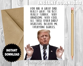 Tarjeta de Trump para papá, tarjeta divertida para él, tarjeta para esposo, tarjeta para novio, tarjeta de Trump para papá, de hija, de hijo, regalo para papá