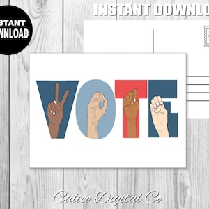 Druckbare USA Abstimmung Postkarten, Wähler Grußkarten 4 x 6, 5 x 7, 5,5 x 8,5, Sofort Download, Wahl 2021 Karte, Wahl 2021, Wähler Wahlen