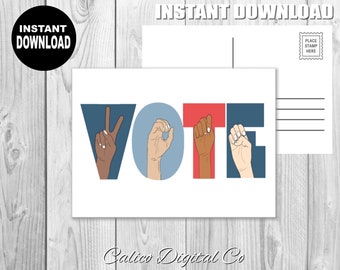 Printable USA Vote Postcards, Voter Greeting Cards 4x6, 5x7,5.5x8.5,Instant Download,2021 Election Voter Card,2021 Election,Voter Elections