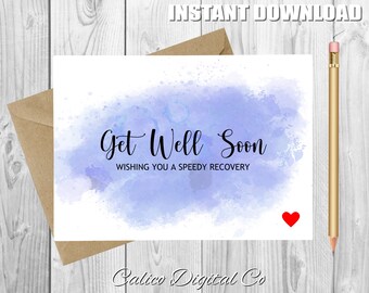 GET WELL Card,Wishing You A Speedy Recovery,Feel Better Soon,Get Well for Her,Get Well For Friend,Feel Better Card,Printable Get Well Card