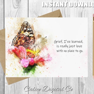 SYMPATHY Card, Grief Card, Bereavement Card, Grief Is Love With Nowhere To Go Card, Thinking Of You Card, Condolence Card, Miscarriage Card