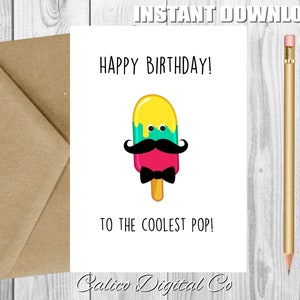Cartão de aniversário para o pai, Feliz aniversário para o pai mais legal, Cartão para o pai, Cartão para ele, Cartão de felicitações, Cartão para impressão, DOWNLOAD INSTANTÂNEO