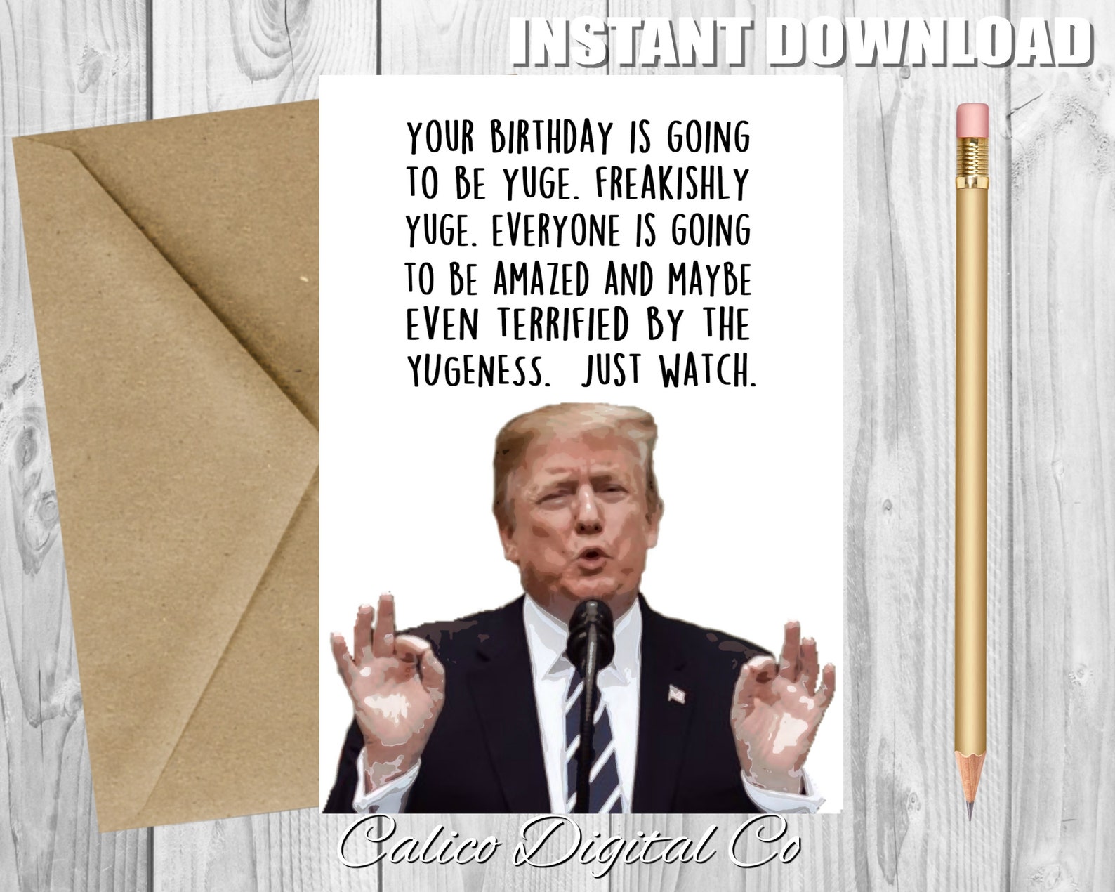 Funny TRUMP Birthday Card, Printable Card, Funny Birthday Card, INSTANT ...