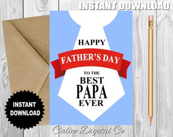 BEST PAPA EVER Father's Day Card, Best Papa Card,Father Card, Card for Dad, Card for him,Dad Card, Printable Card, Instant Download