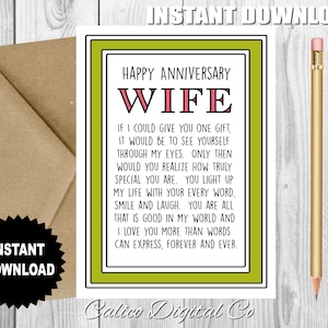 WIFE Birthday Card, Just Because Romantic Card, I Love You Card, For Her, For Wife, For Partner
