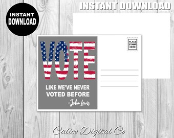 Printable USA Vote Postcards, Voter Blank Back Post Cards 4x6,Instant Download,2021 Election Voter Card,2021 Election,Voter Elections