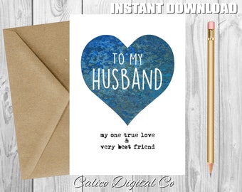 HUSBAND Card, Husband Birthday Card,Anniversary Gift for Him, Love Card for Husband, Printable Birthday Card, Romantic Birthday Card