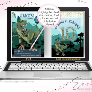 Dinosaur Invitation, Dinosaur Invites, Dinosaur Printable Invitations image 2