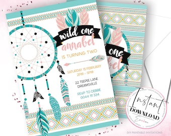 Dreamcatcher Invitations, Instant Download Dreamcatcher Invitations, Dreamcatcher Party Invite